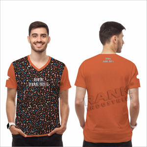 T-shirts décontractés pour hommes 100% coton, col en V, imprimés, confortables, manches courtes, coupe ample - Product Image 3