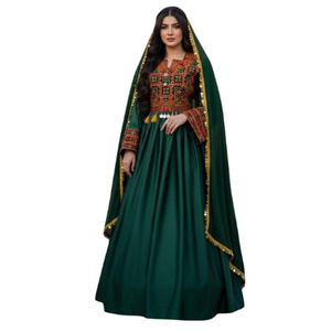 Robe afghane pour femme, écologique, avec boutons, plis, dentelle, pompons, fermeture éclair, respirante, robe de mariage afghane Kuchi, robe de fête afghane Kuchi - Product Image 1