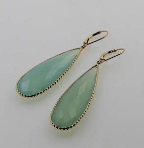 Pendientes Colgantes de Plata de Ley Chapados en Oro con Gota de Agua Verde Elegantes de Estilo Vintage al por Mayor para Mujer - Product Image 2