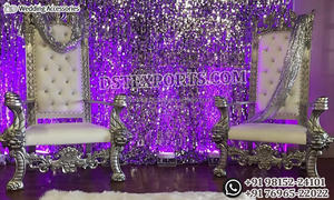 Elegante Silla de boda blanca para damas Sangeet Impresionante escenario Rey Trono Sillas Lujo Trono Silla Muebles para la venta - Product Image 5