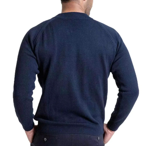 Men's Navy Blue Wool Knitted Pullover Sweater Full Sleeve Solid Color Winter Thick <b>Cable</b> Knit Style Knitted Sweaters - Product Image 3