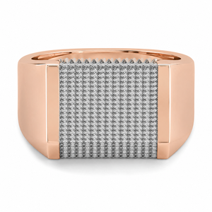 18K Rose Gold Diamond Cluster Signet <b>Ring</b> for Men High Polish Luxury <b>Statement</b> Wedding Party Daily Wear Gift Fine Jewelry <b>Ring</b> - Product Image 4