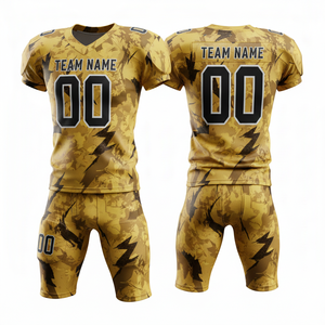 Ensemble maillot et short de football américain personnalisé sublimé respirant avec logo frontal 100 % polyester grandes tailles - Product Image 1