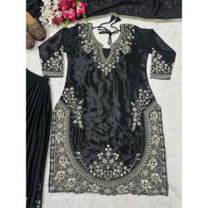 Ensemble de vêtements de fête pour femmes de créateur Sharara Plazzo Dupatta - Product Image 3