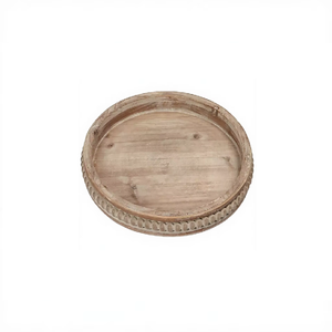 Bandeja de Servir Geométrica Multifuncional con Cuentas Talladas para Madera, Diseño Rústico Tradicional Hecho a Mano, Plato Decorativo para Cocina y Comedor - Product Image 1