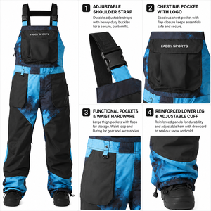 Premium <b>Waterproof</b> Insulated Men Women Ski Bib Pants Windproof Winter Snowboard <b>Overalls</b> Breathable Outdoor Snow Gear Cargo Ski - Product Image 3