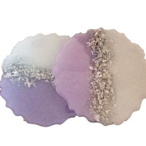 Superbes sous-verres en résine de luxe faits à la main, coussinets carrés de couleur personnalisables pour ensemble de tapis de cuisine de table au meilleur prix - Product Image 1