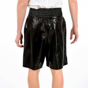 Pantalones Cortos Negros para Hombre, Recubiertos de PU, Cintura Alta, con Cierres Rojos, Cierre de Botón, Estilo Gótico, Material de Spandex y Poliéster - Product Image 2