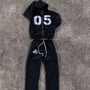 Ensemble de survêtement personnalisé pour homme, imprimé délavé à l'acide, avec pantalon de jogging évasé ample et sweat à capuche - Product Image 6