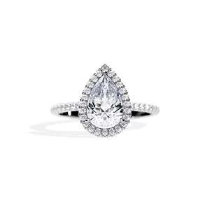 Pear Cut Diamond Engagement Ring 925 Silver Prong Setting Women's Floral Style IGI Certified - Product Image 1
