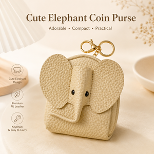 OEM Cute Rectangle Elephant Coin <b>Purse</b> Keychain PU <b>Leather</b> Mini Zipper Wallet Small Coin Bag with Key Ring Wrist Strap - Product Image 4