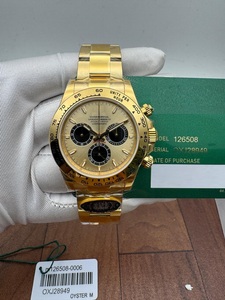 Montre automatique chronographe dorée de haute qualité, cadran champagne, sous-cadrans noirs, bracelet en céramique, mouvement ETA, unisexe - Product Image 3