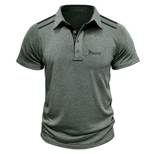 เสื้อกอล์ฟผู้ชาย แขนสั้น ผ้าแคนวาสคอตตอน 100% ระบายอากาศได้ดี ไม่ยับ เป็นมิตรกับสิ่งแวดล้อม แห้งเร็ว สไตล์ลำลอง - Product Image 3