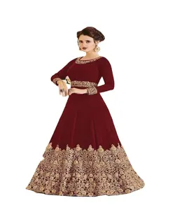 Yüksek kaliteli Bollywood Anarkali kollu Chudidars malzemesi Salwar Kameez Dubai Abaya toptan oranı ile hint elbisesi 2 alıcılar