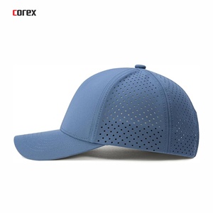 Casquette de baseball à 6 panneaux découpée au laser bleue, 100 % polyester, maille respirante, broderie 3D, ajustement par bouton, unisexe, pour l'extérieur, les voyages, le printemps - Product Image 3