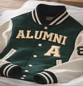 Custom Design 280GSM Spun <b>Fleece</b> Varsity <b>Jacket</b> Men Premium Cotton College Letterman <b>Jacket</b> Streetwear Baseball <b>Jacket</b> Wholesale - Product Image 2