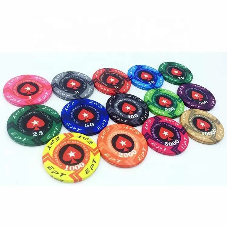 Fully customisable EPT Professional Ceramic Material Poker Chips 10g and 40MM poker chips with customises design colour and logo
