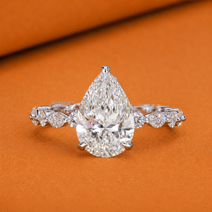 Anillo de Diamantes de Laboratorio con Corte Pera de 3.50ct, Certificado por IGI, con Diamantes Laterales en Forma de Pera y Redondos, Anillo de Compromiso para Mujer, Regalo para Damas de Honor - Product Image 2