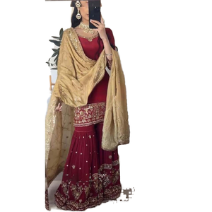 Conjunto Elegante de Palazzo y Dupatta para Mujer, Diseño de Alta Costura con Bordado Intenso para Fiestas - Product Image 1