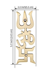 ตรีศูลทองเหลืองพร้อมอักษรโอม สวัสติก สำหรับแขวนผนัง ตกแต่งทางศาสนาฮินดู สำหรับห้องบูชา วัด หรือตกแต่งบ้าน - Product Image 3