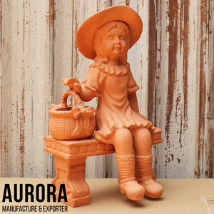 Statue de jardin en terre cuite pour petite fille, résistante aux intempéries, design Art Déco fait main, fabriquée au Vietnam, fournisseur vietnamien - Product Image 3