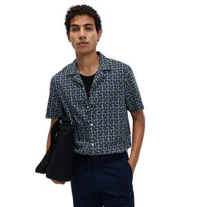 Men’s Pure Cotton Geometric Pattern Button <b>Down</b> Shirt Regular Fit Breathable Casual Street Style Top - Product Image 4