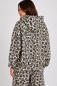 Sudadera con capucha premium para mujer, con estampado de leopardo blanco y amarillo, con contraste de colores, estilo urbano, venta al por mayor, para ropa de mujer - Product Image 2