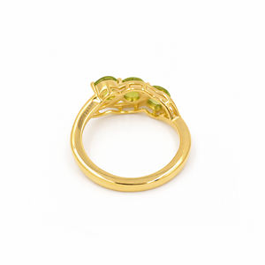 925 Sterling Silver Three Stone Peridot Trilogy Ring Past <b>Present</b> Future Design 1 Micron Gold Plated Rhodium Jewelry - Product Image 5