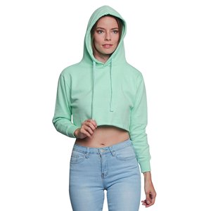 Sudadera Corta con Capucha para Mujer, Color Sólido, Manga Larga, Sudadera de Punto con Logotipo en la Parte Delantera, Material de Algodón, para Invierno/Primavera - Product Image 5