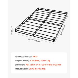 Base letto matrimoniale in metallo rinforzato con materasso, tessuto lavabile, box spring da 35 pollici, 4 gambe in metallo, misura doppia - Product Image 5