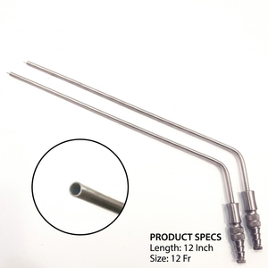 Juego de 2 Tubos de Succión Frazier 12 Fr de 12 Pulgadas de Largo, Instrumentos Quirúrgicos de Succión de Acero Inoxidable - Product Image 1