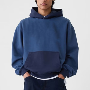 Sudadera con Capucha Azul Marino para Hombre, Talla Grande, 100% Algodón, Felpa Francesa, Bolsillo Frontal, Estilo Casual para Otoño, Logotipo Impreso y Precios Bajos - Product Image 5