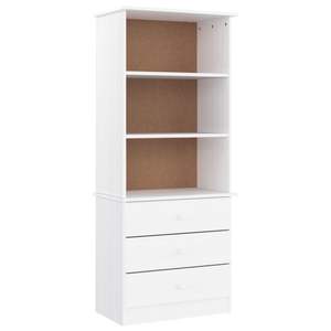 Librería Alta de Madera de Pino Sólido Blanca, Diseño Rectangular - Product Image 2