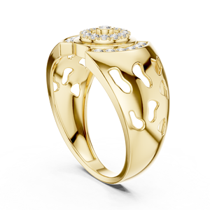 Anillo de Diamantes Cultivados en Laboratorio REGAL SHIELD, Oro Amarillo Sólido de 18 Quilates, Corte Brillante, con Piedras Laterales, para Compromiso, Boda, Uso Diario en la Oficina - Product Image 3