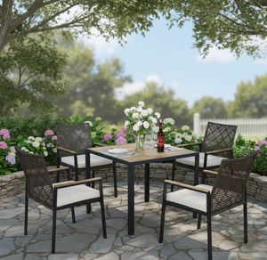 Juego de Comedor de Mimbre para Exterior con Orificio para Sombrilla, Juego de Comedor Más Vendido - Product Image 3