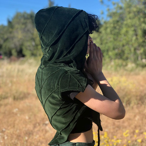 Handmade Leaf Hooded Vest For Women Pixie Fairy Festival Clothing With Nature Design Perfect For Layering And Outdoor Events - Product Image 4