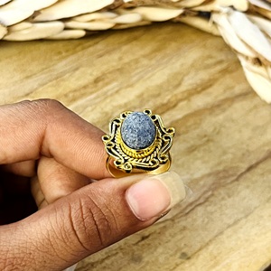 Trend New <b>Lapis</b> <b>Lazuli</b> <b>Rings</b> Boho Brass Jewelry for Women 18k Gold Plated Antique Filigree Statement <b>Ring</b> for Wholesale/OEM/ODM - Product Image 2
