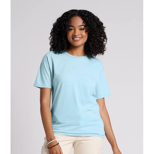 T-shirt bleu clair à manches courtes et col rond, coupe classique, 100 % coton jersey, style décontracté, unisexe, t-shirt vierge - Product Image 1