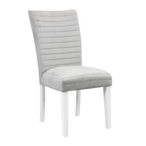 Juego de 2 sillas de comedor Elizaveta de terciopelo gris y acabado blanco de alto brillo - Product Image 1