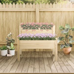 2-Tier Elevated Wooden Garden Bed Vertical Gardening <b>Planter</b> Box with Drainage for Home & Garden for <b>Vegetables</b> Herbs Flowers - Product Image 2