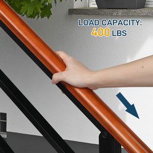 Ringhiere in legno massello per gradini esterni, ringhiera in ferro battuto per gradini in cemento per portico, adatta a 1-3 parti di scala - Product Image 4