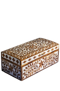 กล่องเก็บไม้สีฟ้าทำจากช่างฝีมือหรูหรารูปทรงสี่เหลี่ยมผืนผ้าพร้อมสลักและไม้ถูพื้นเพชรเหมาะสำหรับการจัดระเบียบเครื่องประดับกางเกง - Product Image 4