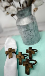 Anillos de Servilleta de Madera con Forma de Cruz, Decoración Rústica para Mesa, Decoración para Bodas, Hogar y Comedor - Product Image 3