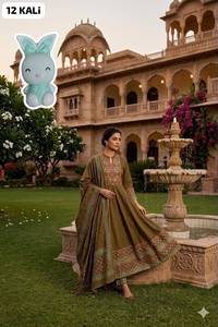 Ensemble de costume en coton brodé pour femmes, longueur complète, avec dupatta, col mandarin, coupe ample, motif géométrique, vêtements d'automne - Product Image 2