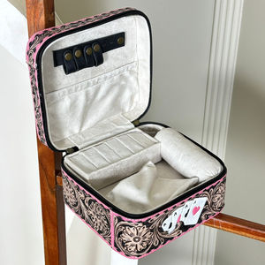Nuevo Estuche Organizador de Joyas de Cuero Vacuno Genuino Rosa de Moda, Estuche de Almacenamiento de Viaje Cuadrado de Gran Capacidad Hecho a Mano - Product Image 6