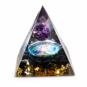 Prix de gros - Pyramide d'orgone en améthyste naturelle avec boule de cristal - Guérison énergétique Reiki - Protection - Décoration de méditation - Product Image 4