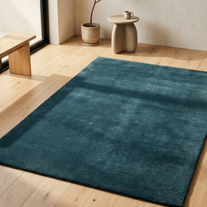Tapis élégant en laine tufté à la main, couleur turquoise, antidérapant, moderne, pour salon, chambre à coucher, décoration contemporaine pour la maison - Product Image 1