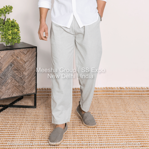 Straight Fit <b>Lounge</b> <b>Pants</b> Cotton Blend Elastic Waist Casual Comfortable Daily Wear Trousers for <b>Men</b> - Product Image 2