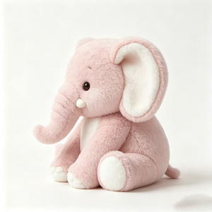 Lindo elefante de peluche sentado, elefante de peluche rosa pastel, juguete de peluche de elefante suave y peludo, juguete de peluche de elefante suave - Product Image 4