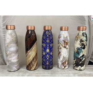 Proveedor de cobre B2B, botella de agua de cobre hecha a mano con diseño oriental, botella portátil de viaje con tapa - Product Image 5